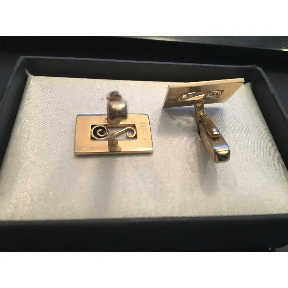 VTG Swank Gold Tone Cufflinks with Open Scrollwork